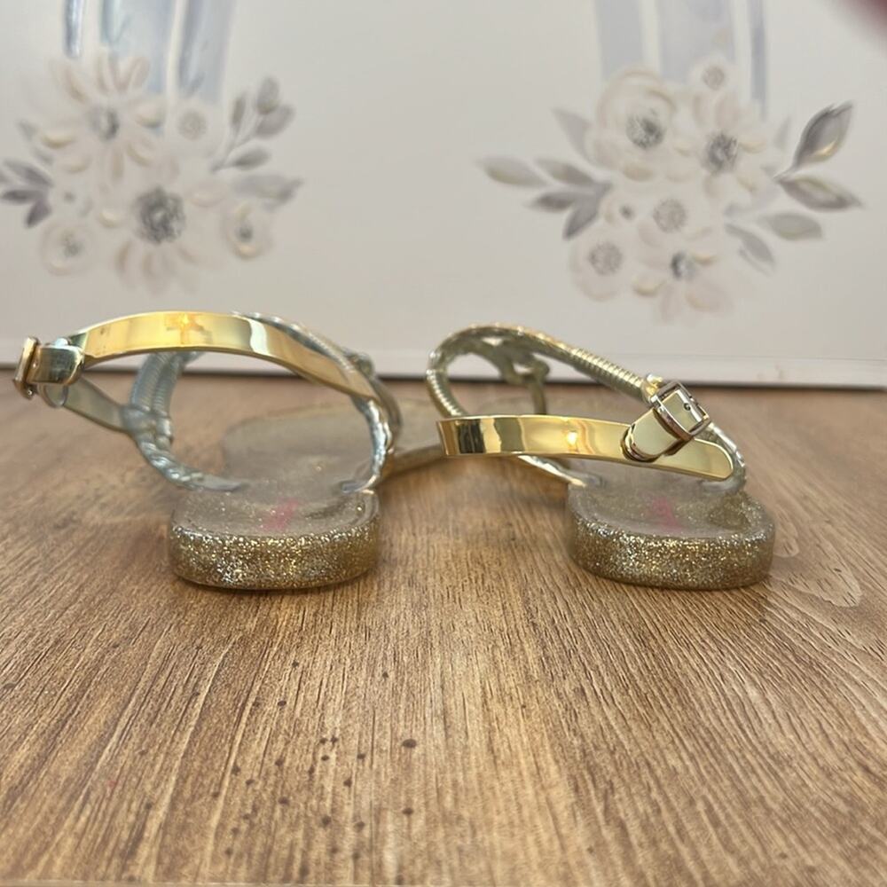 Lilly Pulitzer Gold Glitter Jelly Thong Sandals Women’s Size 5 - Picture 4 of 12